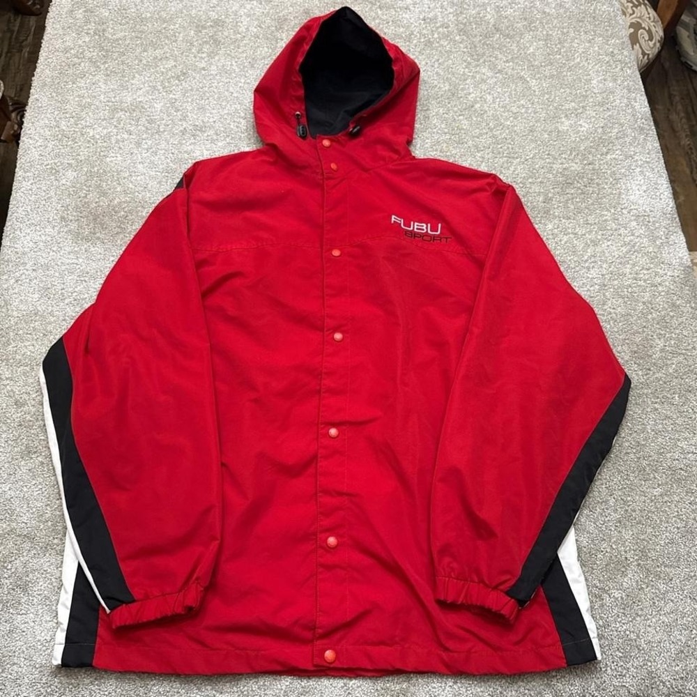 Vintage FUBU Sport Black Red White Hoodie Men's Big & Tall 2X